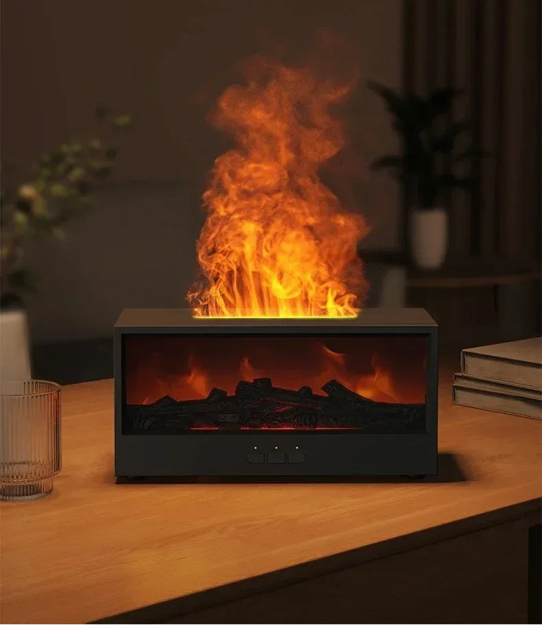 FlameAura™ – dyfuzor aromaterapii z efektem 3D płomienia, nawilżaniem i pilotem