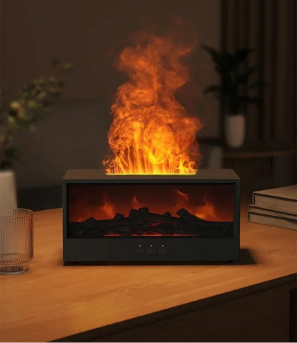 FlameAura™ – dyfuzor aromaterapii z efektem 3D płomienia, nawilżaniem i pilotem